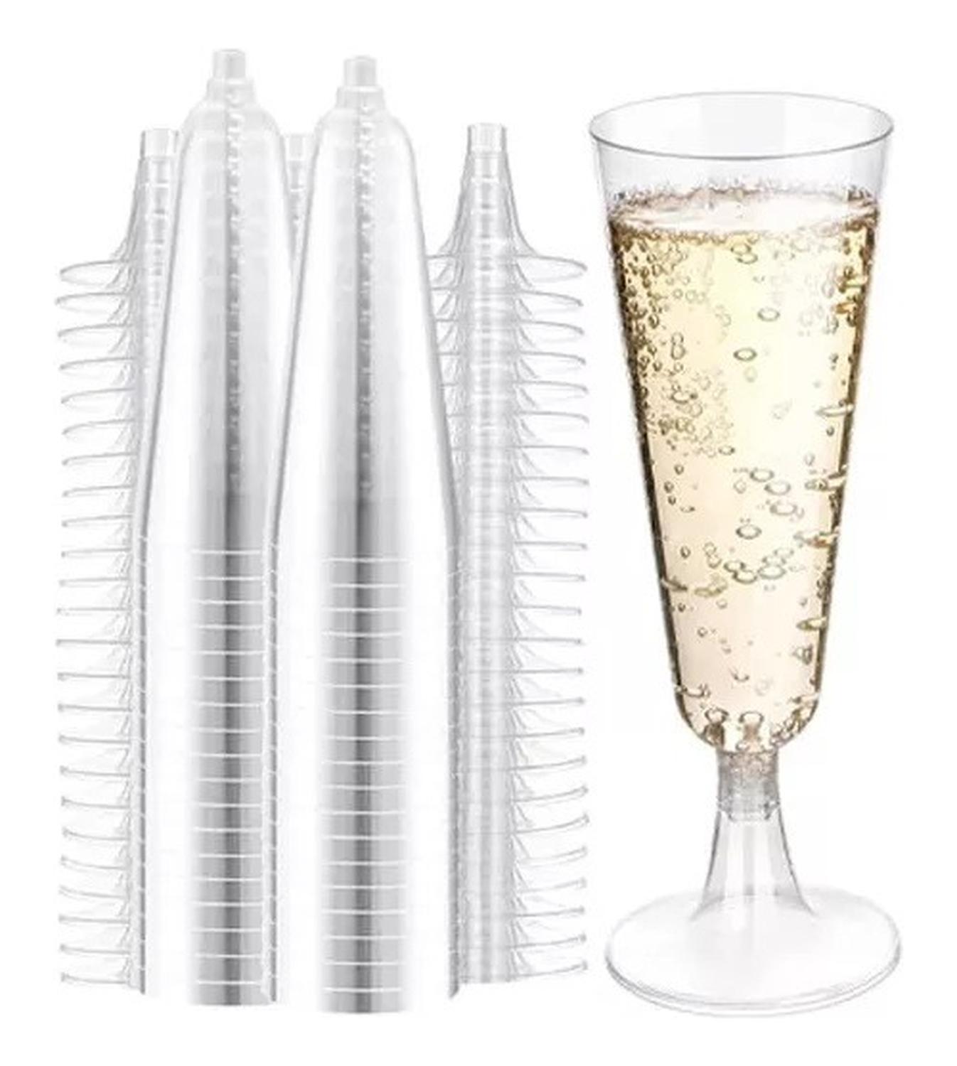 40 COPAS CHAMPAGNE COPA ACRILICO FLAUTA COPAS CHAMPAÑA 5OZ TRANSPARENTE - 1