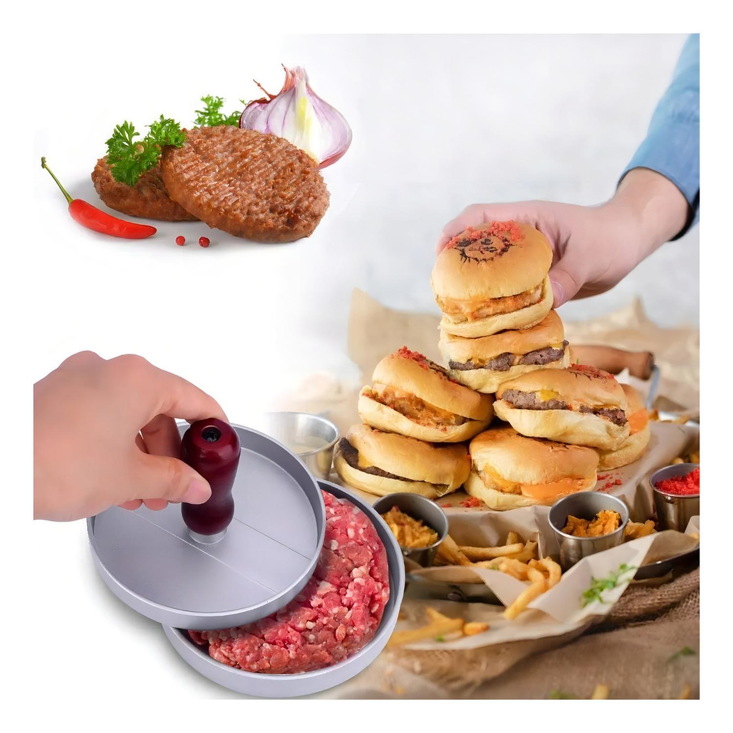 X2 PRENSA PARA HAMBURGUESAS PARRILLA MOLDE HAMBURGUESA PRENSAS DE HAMBURGUESAS HAMBURGUESAS A LA PAR - 2