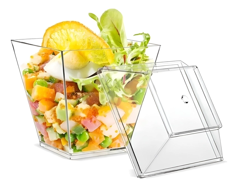 VASOS ACRILICO 220ML CON TAPA TRANSPARENTES PACK 40 PASTELERIA CL PARA POSTRES - 1