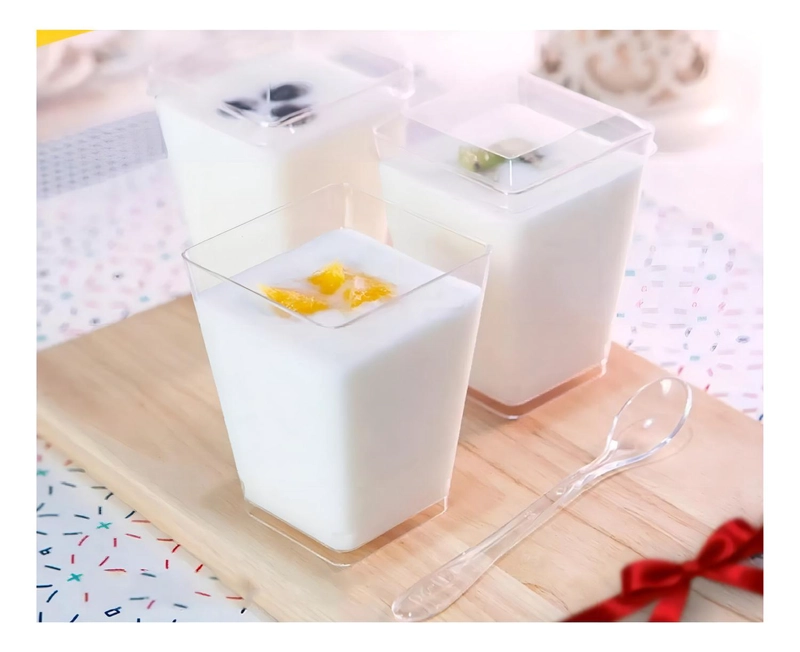 VASOS ACRILICO 220ML CON TAPA TRANSPARENTES PACK 40 PASTELERIA CL PARA POSTRES - 2