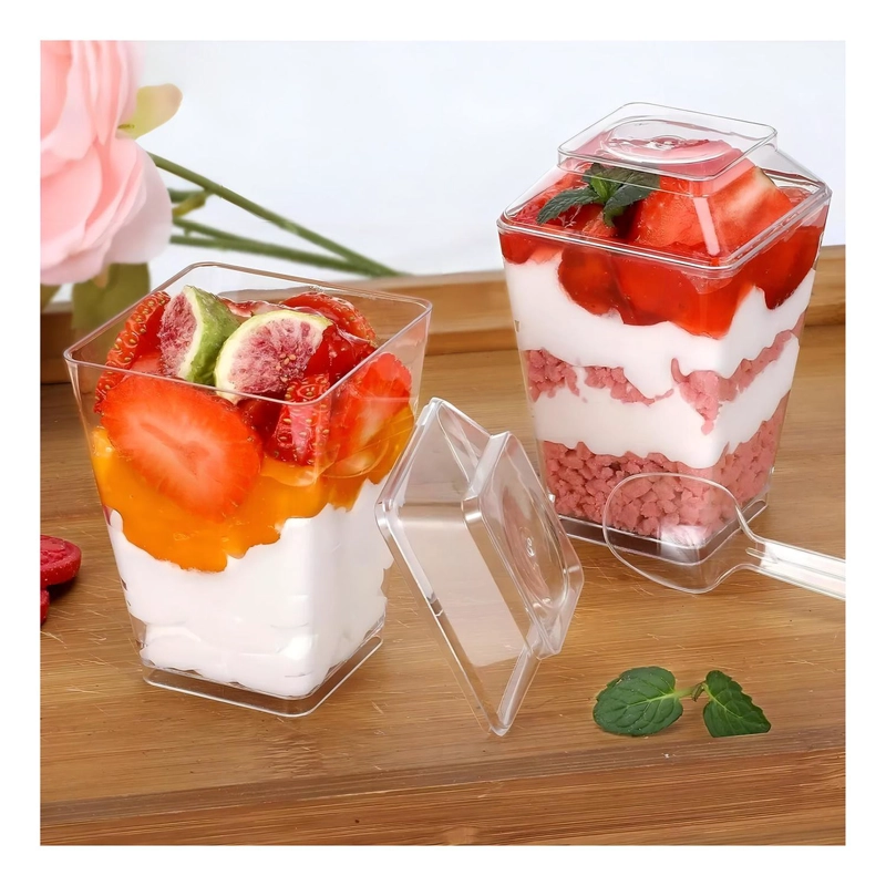 VASOS ACRILICO 220ML CON TAPA TRANSPARENTES PACK 40 PASTELERIA CL PARA POSTRES - 4