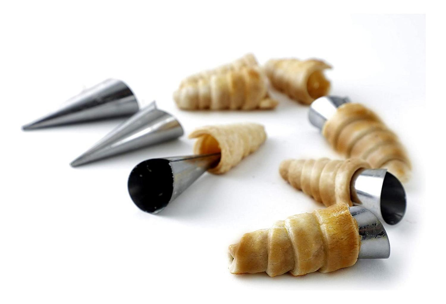 PACK X18 CONO MOLDE PARA CANNOLI CACHITO CROISSANT PAN DANES GRIS - 8