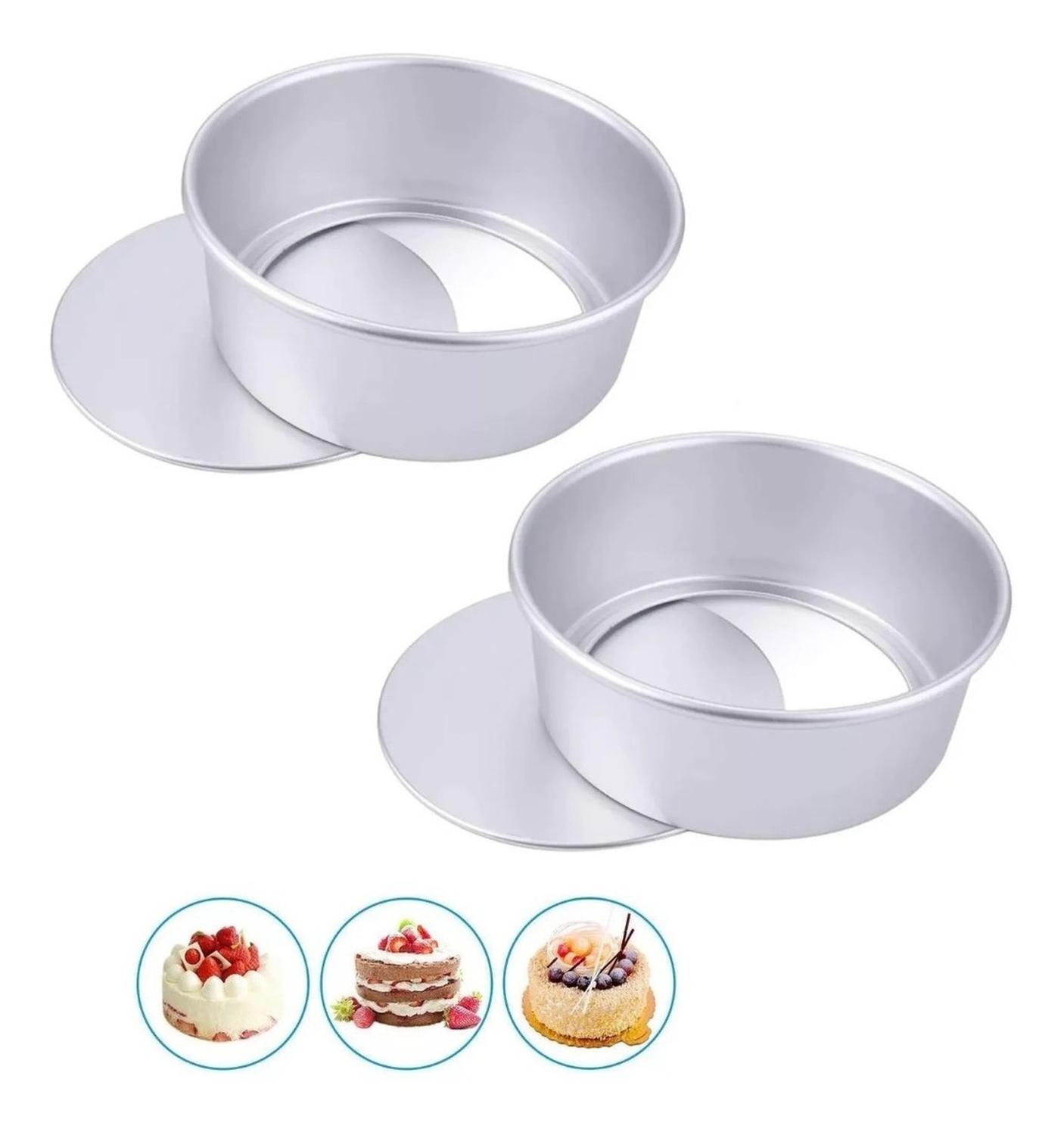 X2 MOLDES DE ALUMINIO PARA TORTAS MOLDE DESMONTABLE 20CMX8CM GRIS - 1