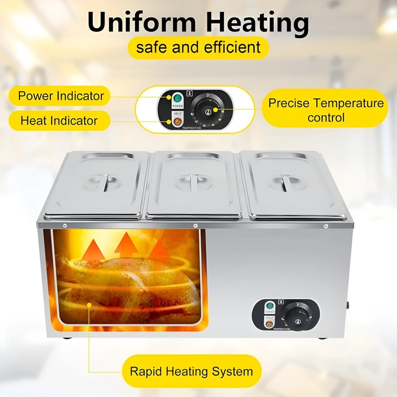 CHAFER ELECTRICO BUFFET BAÑO MARIA BUFETERA 3 DEPOSITOS 5.5L - 6