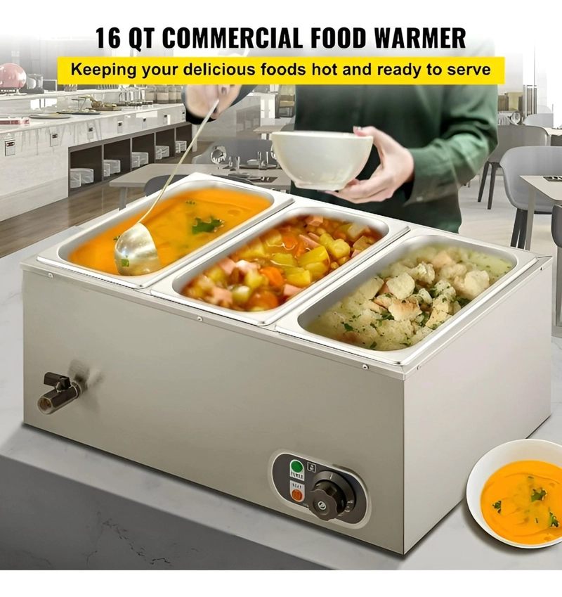 CHAFER ELECTRICO BUFFET BAÑO MARIA BUFETERA 3 DEPOSITOS 5.5L - 8