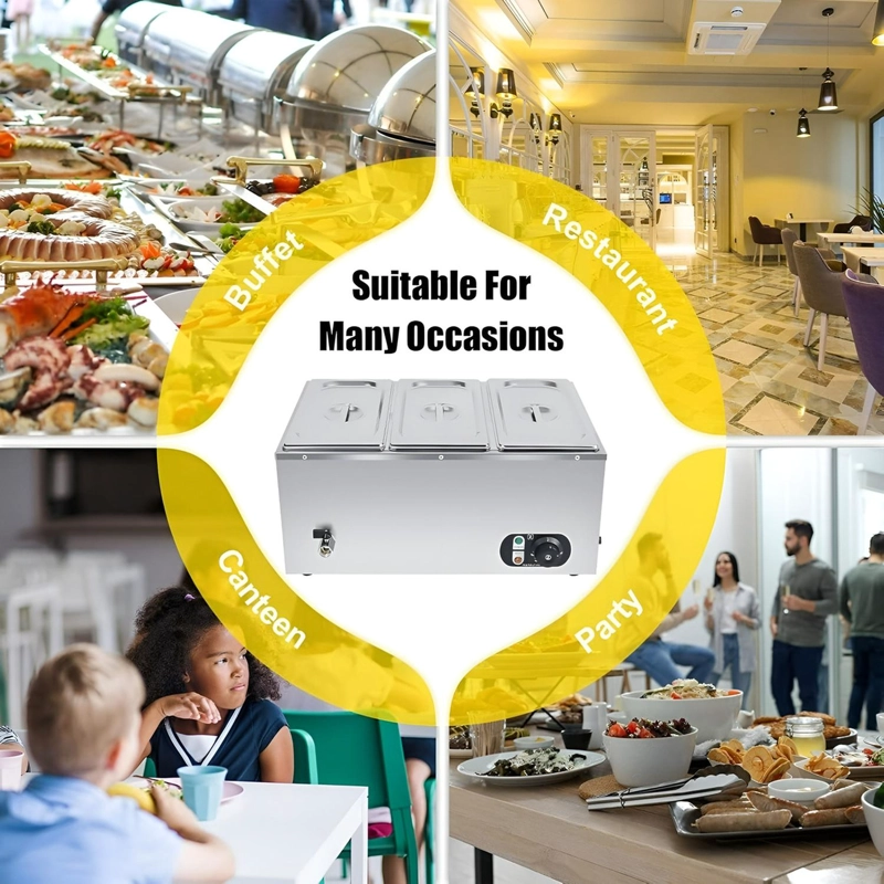 CHAFER ELECTRICO BUFFET BAÑO MARIA BUFETERA 3 DEPOSITOS 5.5L - 9