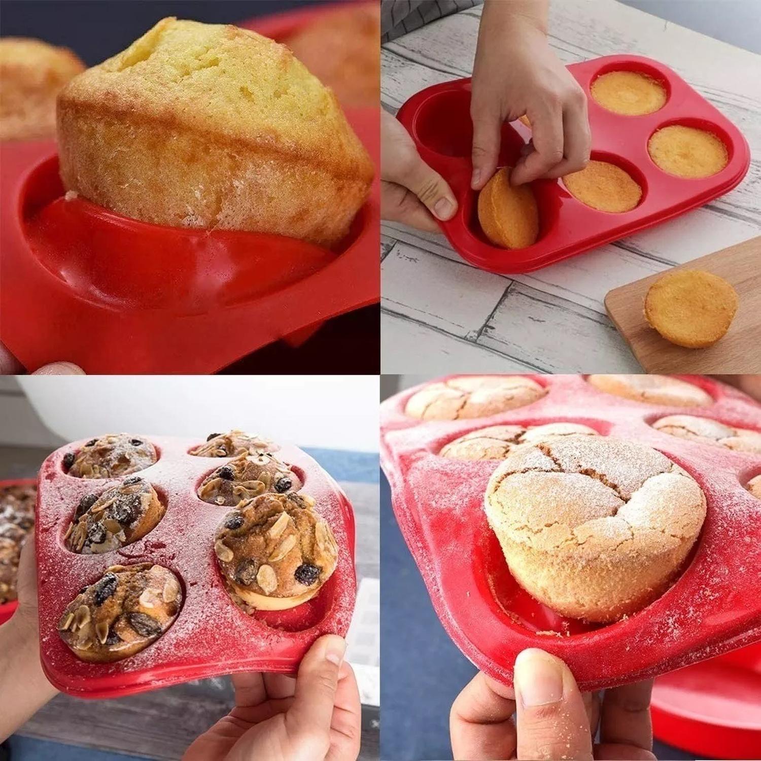 PACK X2 MOLDES SILICONA MOLDES CUPCAKE MOLDE 6 CAVID MUFFIN MULTICOLOR - 4