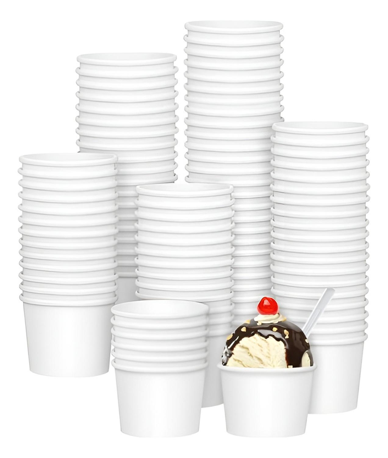 100 VASOS POLIPAPEL HELADO VASOS POTE HELADO DESECHABLES 4OZ BLANCO / POTE HELADOS 4OZ - 1