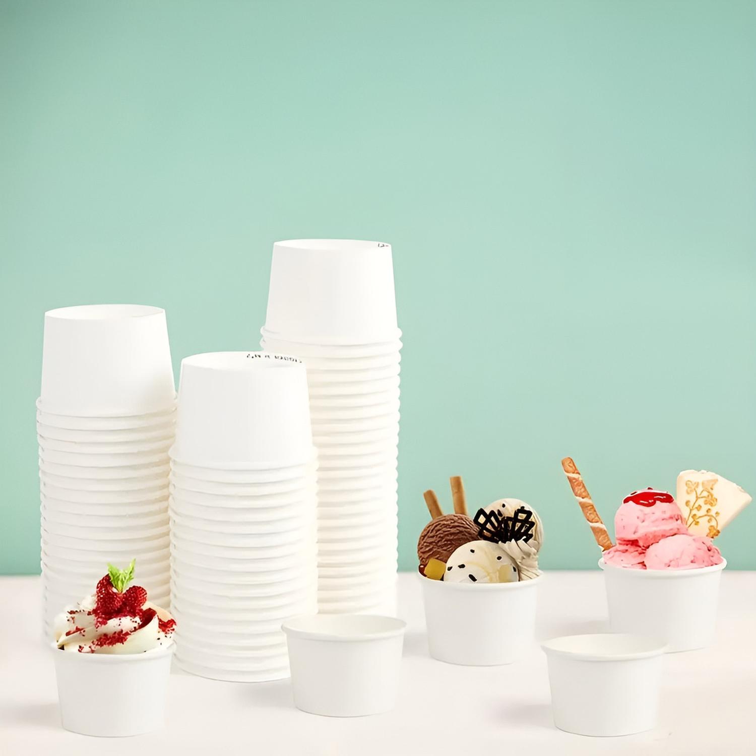 100 VASOS POLIPAPEL HELADO VASOS POTE HELADO DESECHABLES 4OZ BLANCO / POTE HELADOS 4OZ - 8