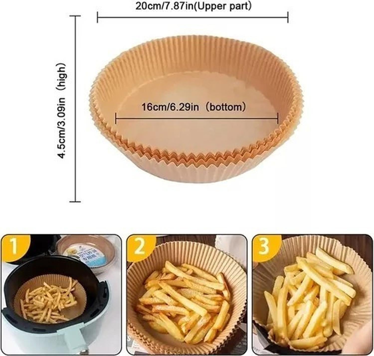 X3 PACK DE 100 FORROS DESECHABLES ANTIADHERENTE FREIDORA 100 PCS AIR FRYER - 3
