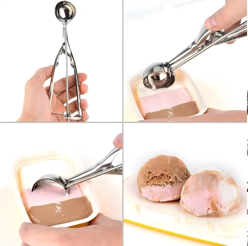 3 CUCHARAS HELADO PORCIONADORA CUCHARA HELADO CUCHARA DE HELADO BOLA DE HELADO 5CM CUCHARA PORCIONAD - 4