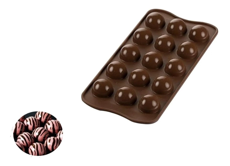 MOLDES DE CHOCOLATE MOLDES CHOCOLATE SILICONA 15 ESFERA - 1
