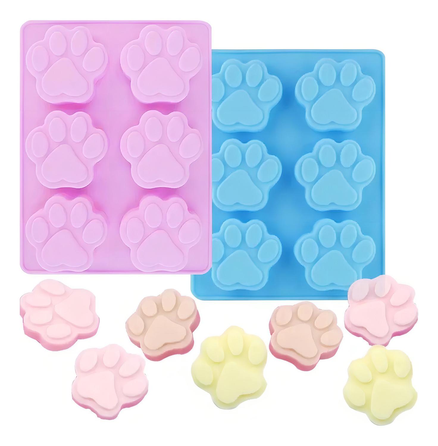 2 MOLDE SILICONA HUELLA MOLDES DE SILICONA MASCOTA PATA 6CAV INSUMOS REPOSTERIA PATITAS DE PERRO MOL - 1