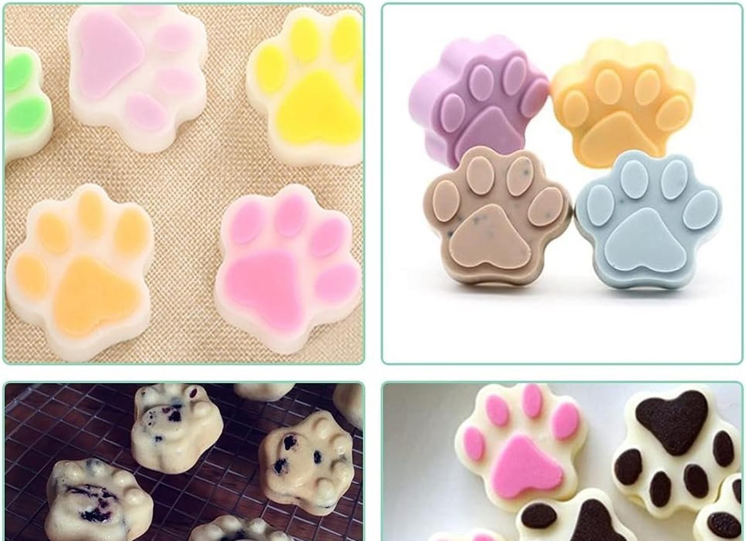 2 MOLDE SILICONA HUELLA MOLDES DE SILICONA MASCOTA PATA 6CAV INSUMOS REPOSTERIA PATITAS DE PERRO MOL - 5