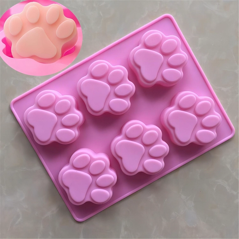 2 MOLDE SILICONA HUELLA MOLDES DE SILICONA MASCOTA PATA 6CAV INSUMOS REPOSTERIA PATITAS DE PERRO MOL - 6