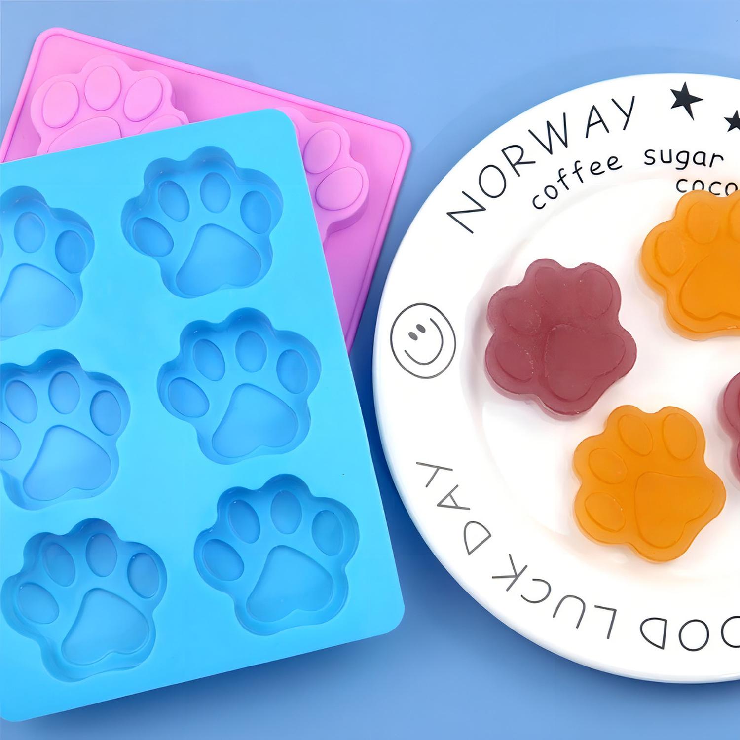 2 MOLDE SILICONA HUELLA MOLDES DE SILICONA MASCOTA PATA 6CAV INSUMOS REPOSTERIA PATITAS DE PERRO MOL - 9