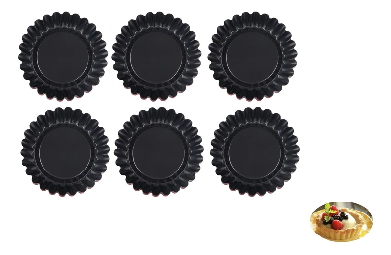 [OSC-100109] PACK 6 MOLDES TARTALETA INDIVIDUAL PASTELERIA CL ANTIADHERENTE METAL 10.5CM GRIS - 1