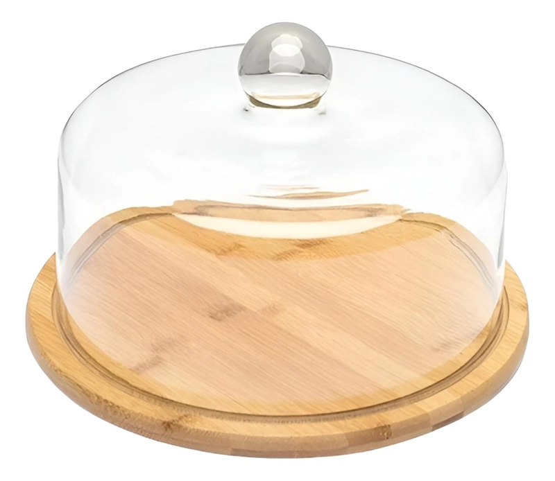 BASE PARA TORTA PORTA TORTA CON TAPA SOPORTE DE BAMBU 25CM - 5