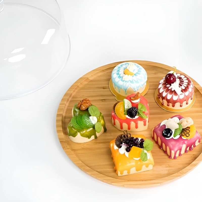 BASE PARA TORTA PORTA TORTA CON TAPA SOPORTE DE BAMBU 25CM - 9