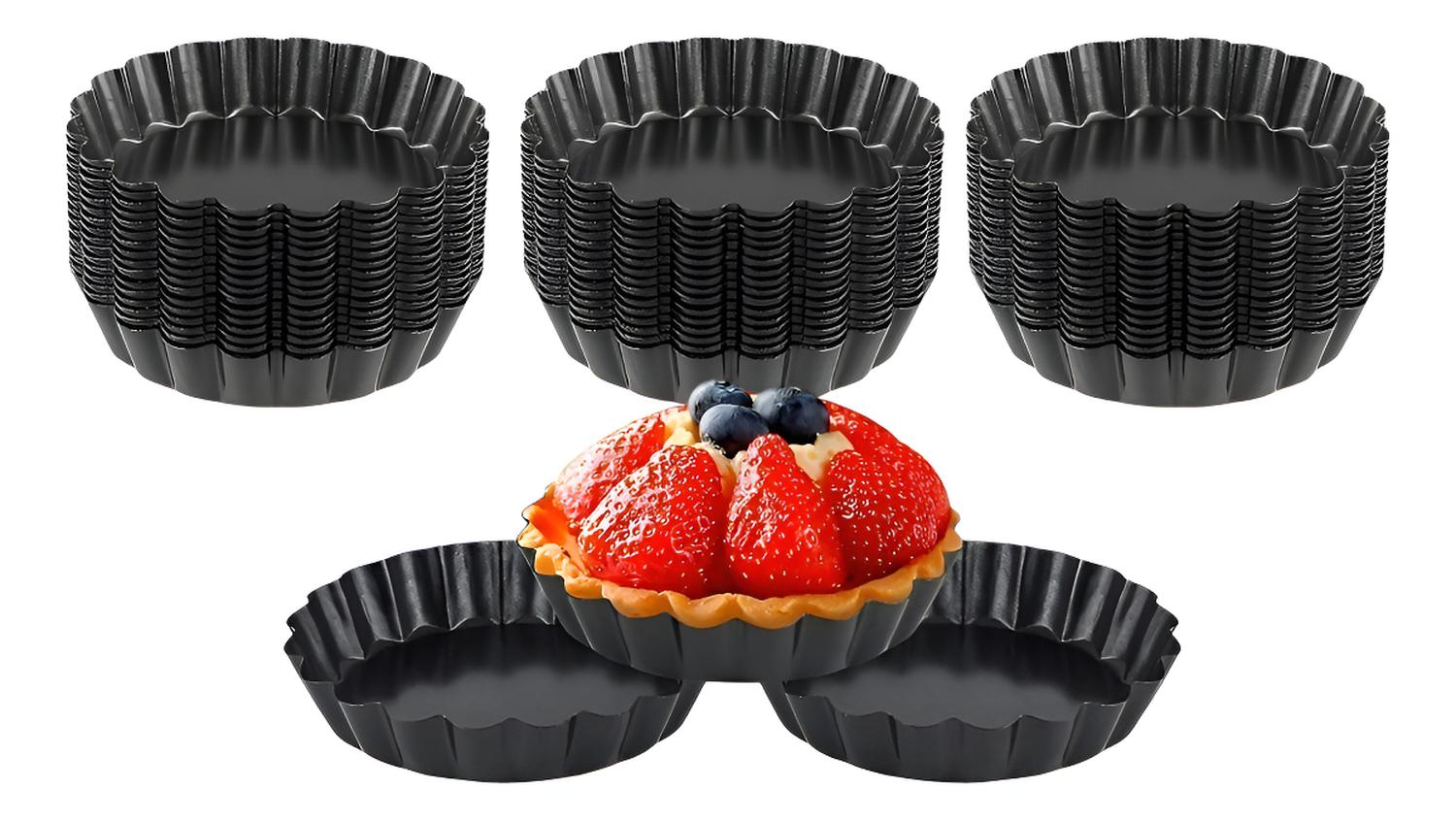 PACK 48 MOLDES DE TARTALETA MOLDE TARTA INDIVIDUAL FIJA 10,5 MOLDES PARA MINI TARTALETAS MOLDES DE M - 1