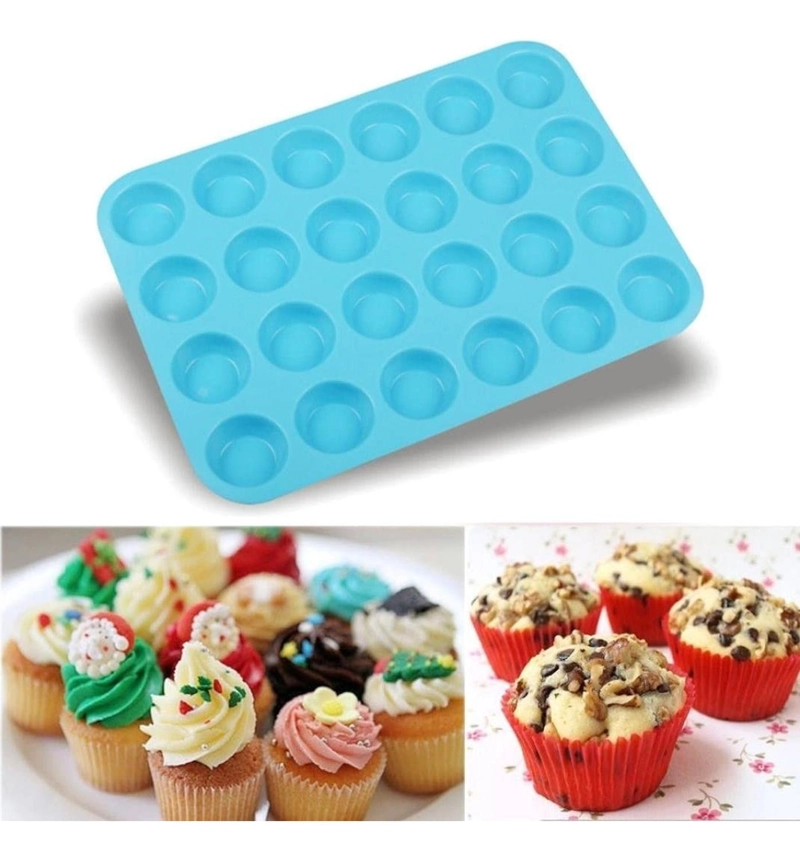 MOLDE CUPCAKES 24 MINI CUPCAKES MOLDE PARA TORTAS REPOSTERIA VIOLETA - 9
