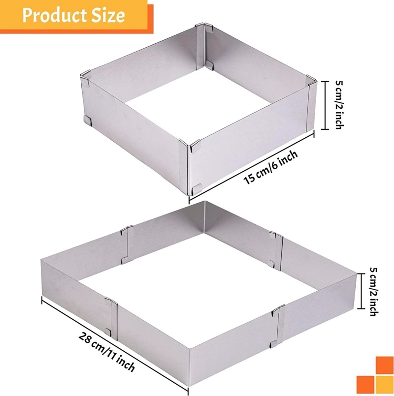 MOLDE DE TORTA MOLDES PARA TORTAS CUADRADO AJUSTABLE - 2