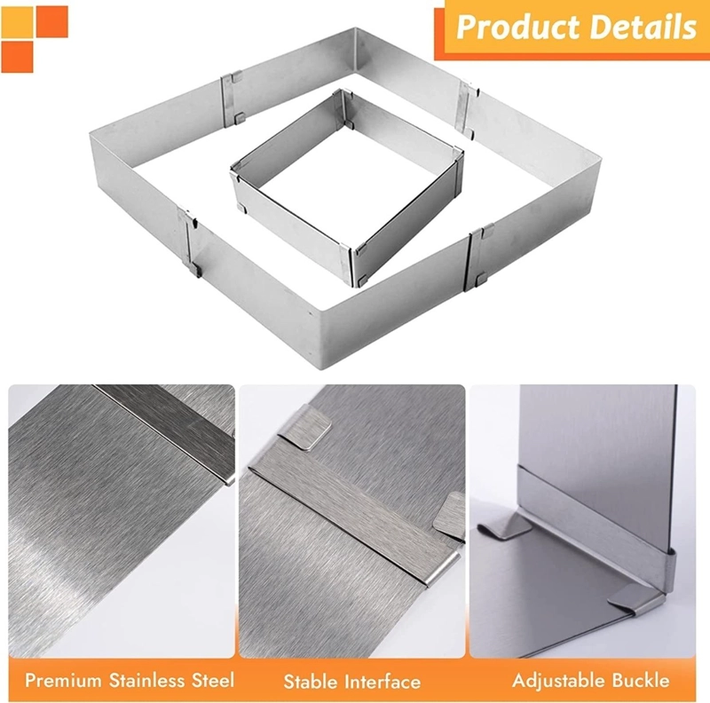 MOLDE DE TORTA MOLDES PARA TORTAS CUADRADO AJUSTABLE - 4