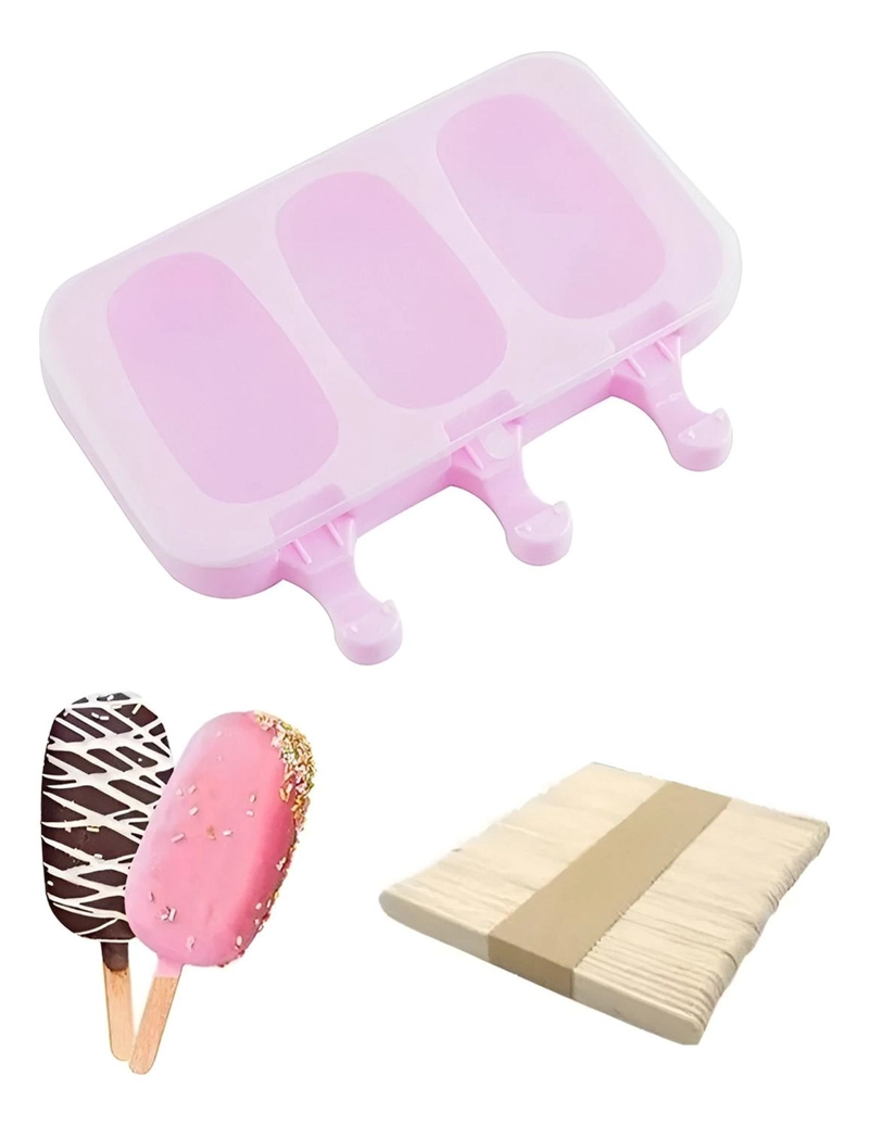 [MULT-110139] MOLDES DE SILICONA PARA HELADOS MOLDE PALETAS HELADO 3 CAVID MULTICOLOR