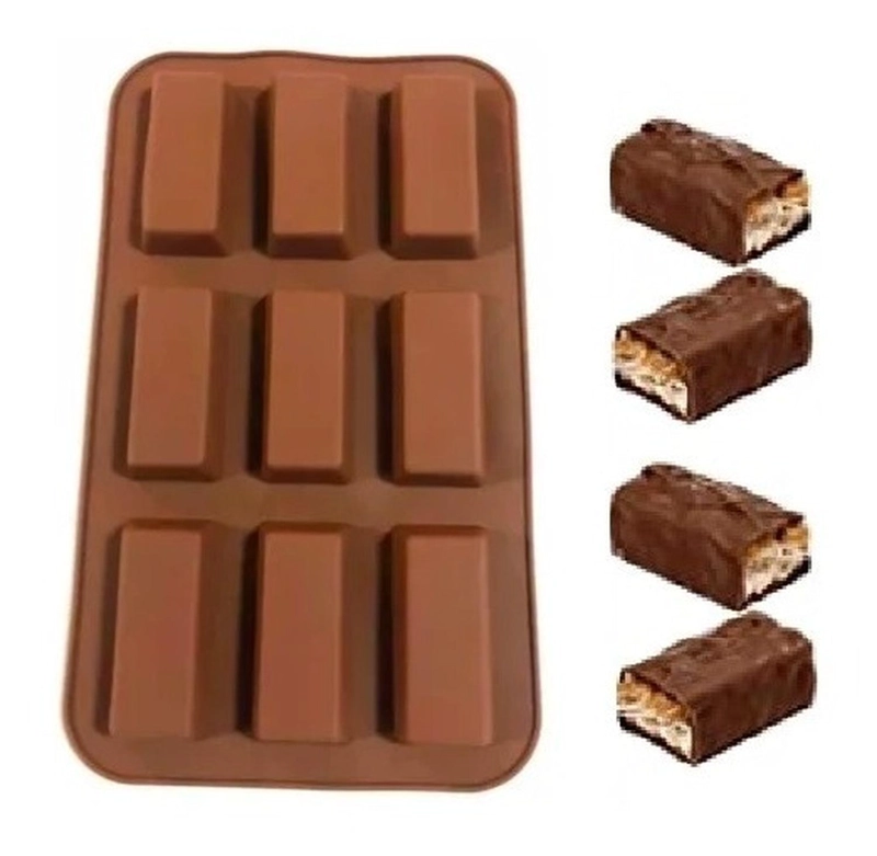 MOLDES SILICONA BARRA CHOCOLATE MOLDE SILICONA BARRA CEREAL MARRON - 1