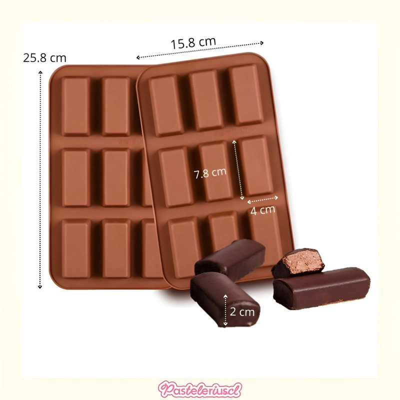 MOLDES SILICONA BARRA CHOCOLATE MOLDE SILICONA BARRA CEREAL MARRON - 3