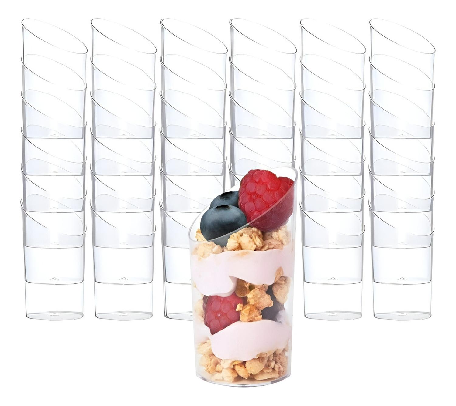 X100 POCILLO DESECHABLE POCILLOS PLASTICOS PARA POSTRES 60ML TRASPARENTE - 1
