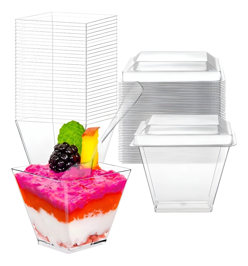 30 VASOS PARA POSTRES SET DE VASOS SHOT POSTRES TAPA 220ML - 1