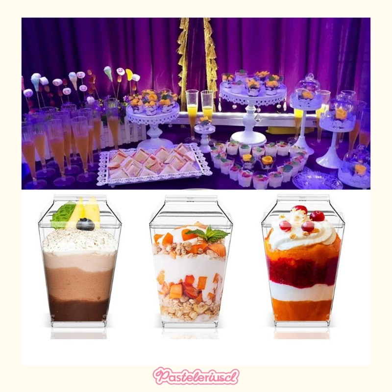 30 VASOS PARA POSTRES SET DE VASOS SHOT POSTRES TAPA 220ML - 6