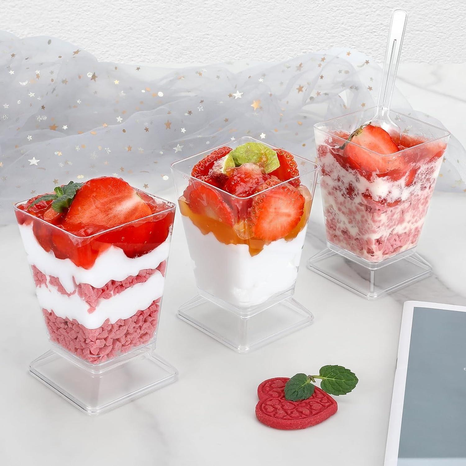 30 VASOS PARA POSTRES SET DE VASOS SHOT POSTRES C/TAPA 110ML TRANSPARENTE - 5