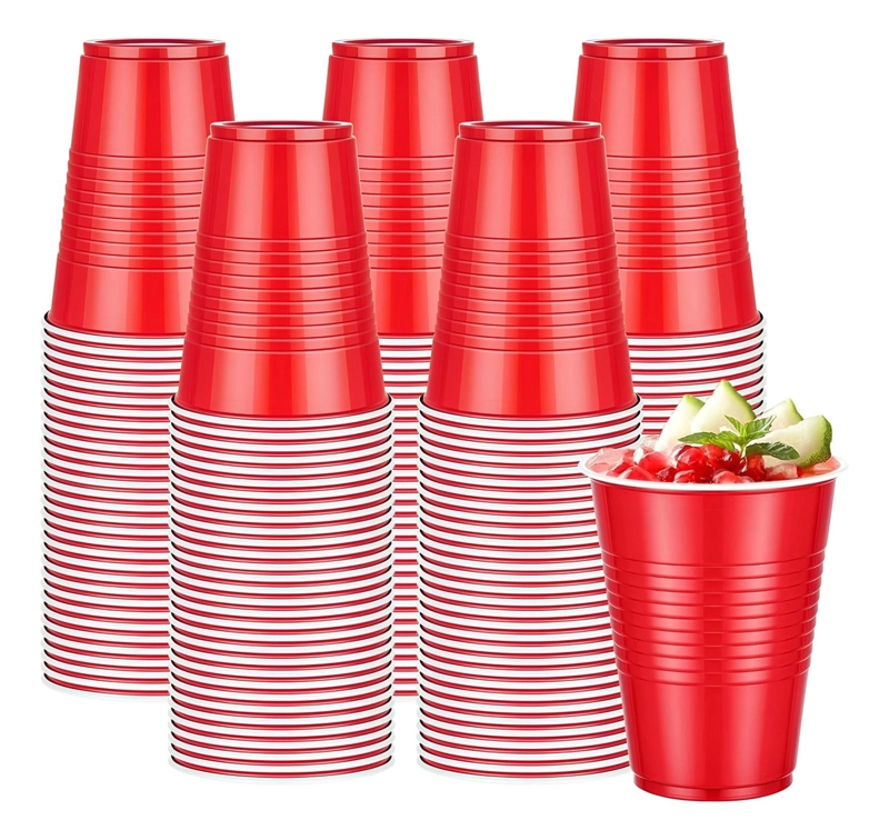 50 VASOS PLASTICOS DESECHABLES BICOLOR PARA FIESTA 473 ML - 1