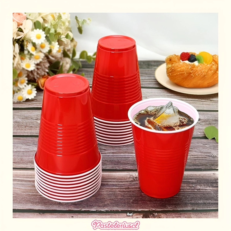 50 VASOS PLASTICOS DESECHABLES BICOLOR PARA FIESTA 473 ML - 6
