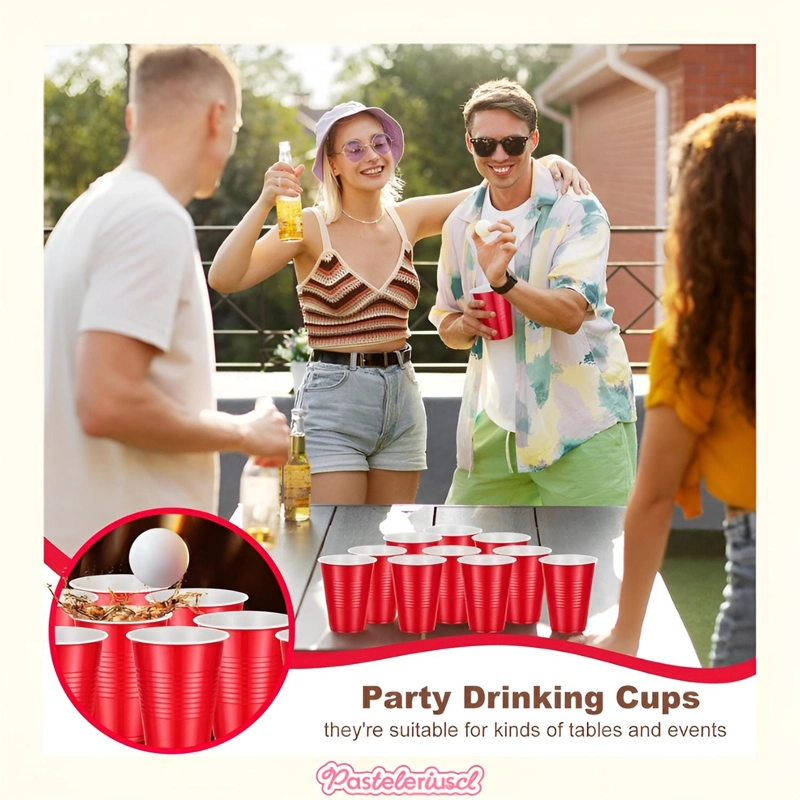 50 VASOS PLASTICOS DESECHABLES BICOLOR PARA FIESTA 473 ML - 9