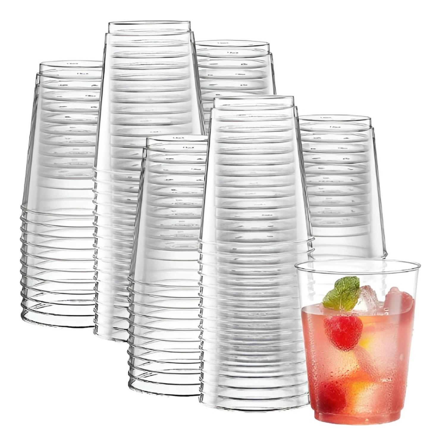 50 SET VASOS DESECHABLES VASO PLASTICO VASO ACRILICOS 438 ML BLANCO - 1