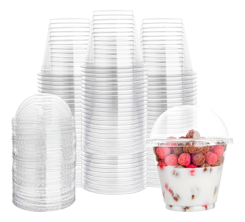 PACK X200 VASOS PLASTICOS DESECHABLES VASO DOMO SIN HOYO 9OZ TRANSPARENTE - 1