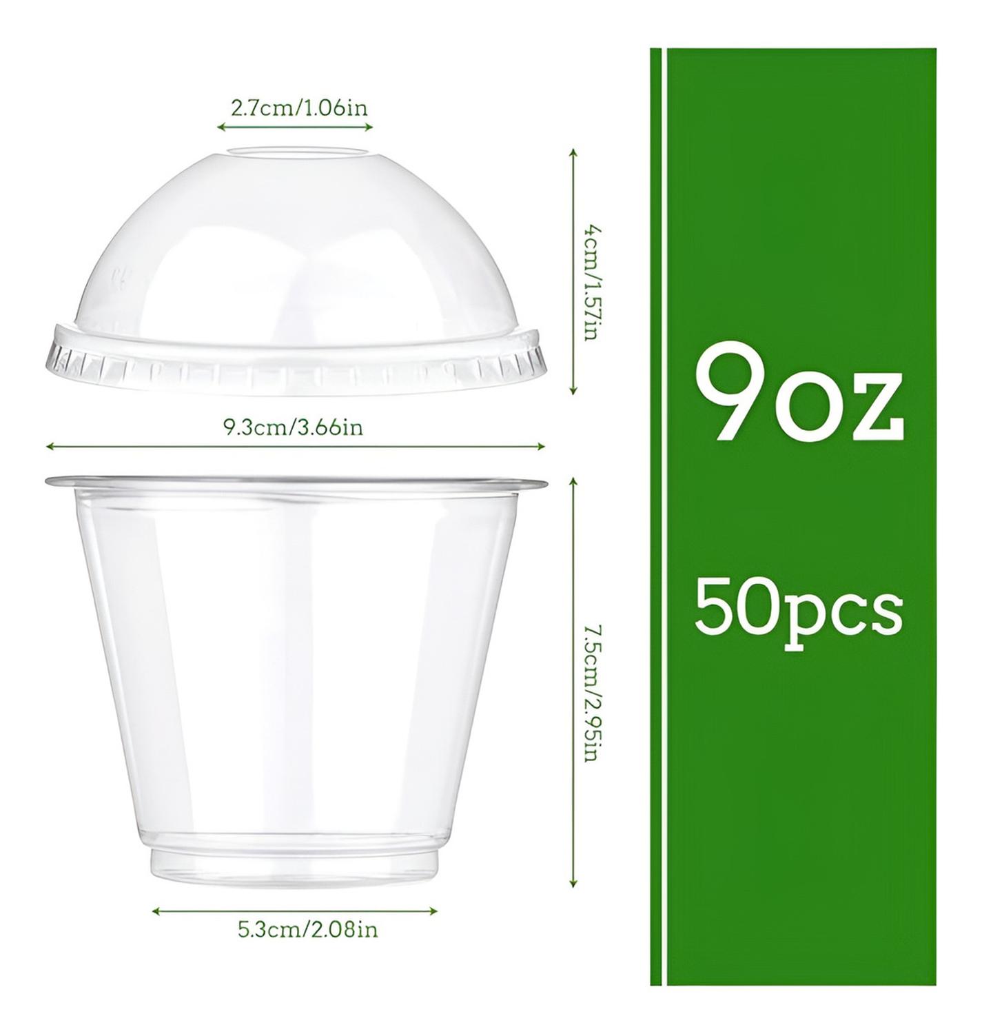 PACK X200 VASOS PLASTICOS DESECHABLES VASO DOMO SIN HOYO 9OZ TRANSPARENTE - 3