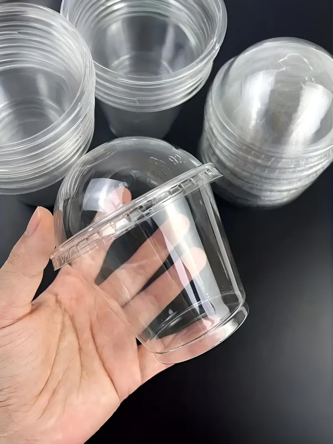 PACK X200 VASOS PLASTICOS DESECHABLES VASO DOMO SIN HOYO 9OZ TRANSPARENTE - 7