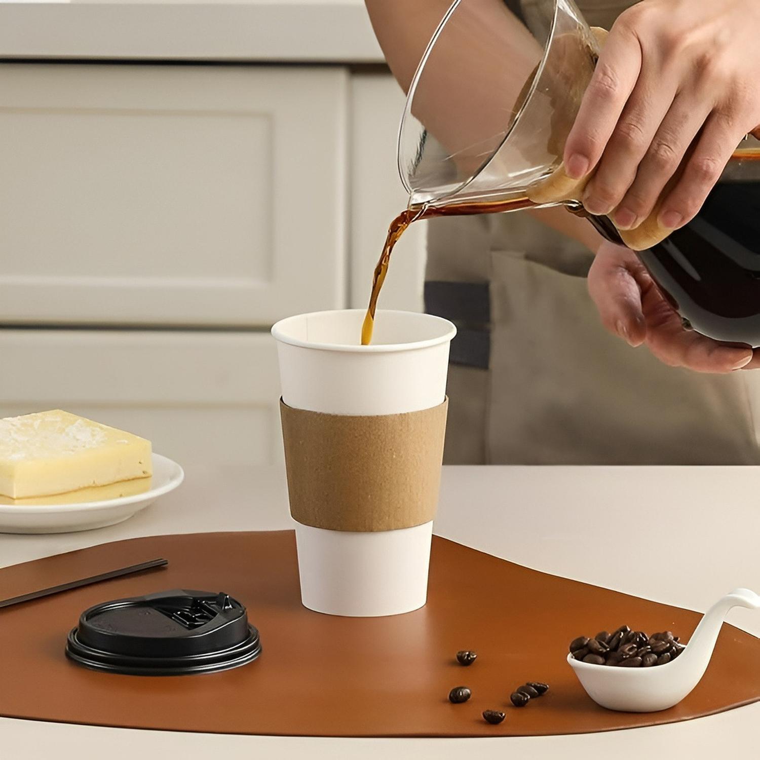 VASO CAFE POLIPAPEL VASO KRAFT VASO C/TAPA+MANGA 12OZ 100UND BLANCO / VASO 12OZ - 2