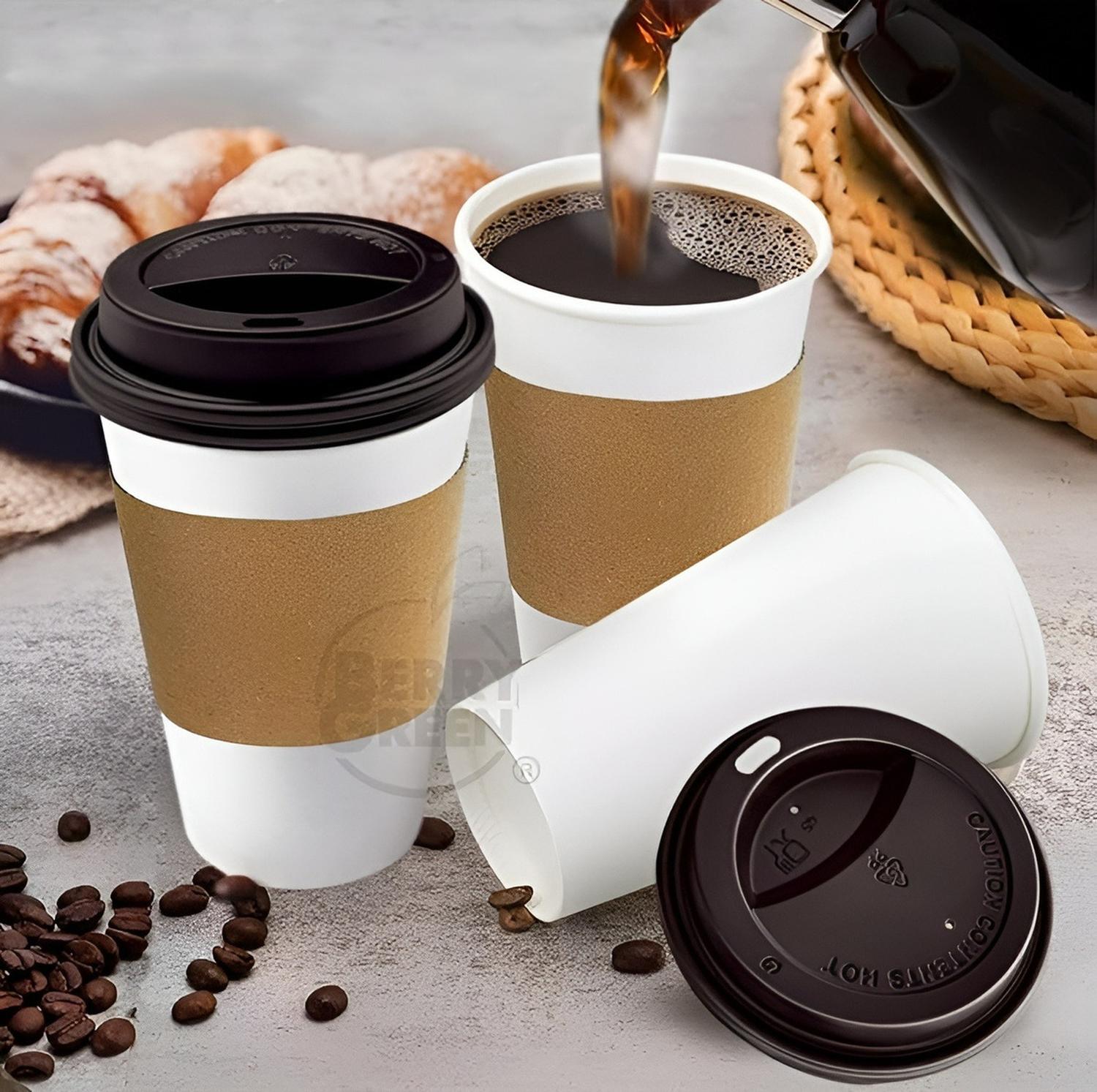 VASO CAFE POLIPAPEL VASO KRAFT VASO C/TAPA+MANGA 12OZ 100UND BLANCO / VASO 12OZ - 8
