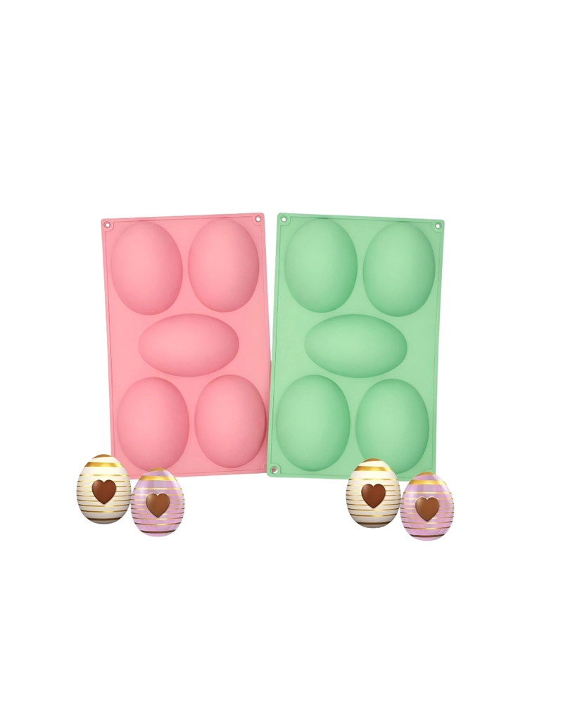 PACK X2 MOLDES CHOCOLATES PASCUA MOLDE 3D OVALADO PARA HUEVOS 5CAV - 1