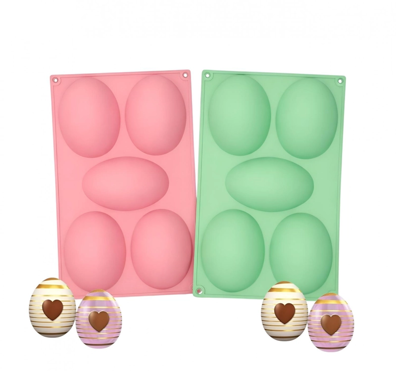 PACK X2 MOLDES CHOCOLATES PASCUA MOLDE 3D OVALADO PARA HUEVOS 5CAV - 2