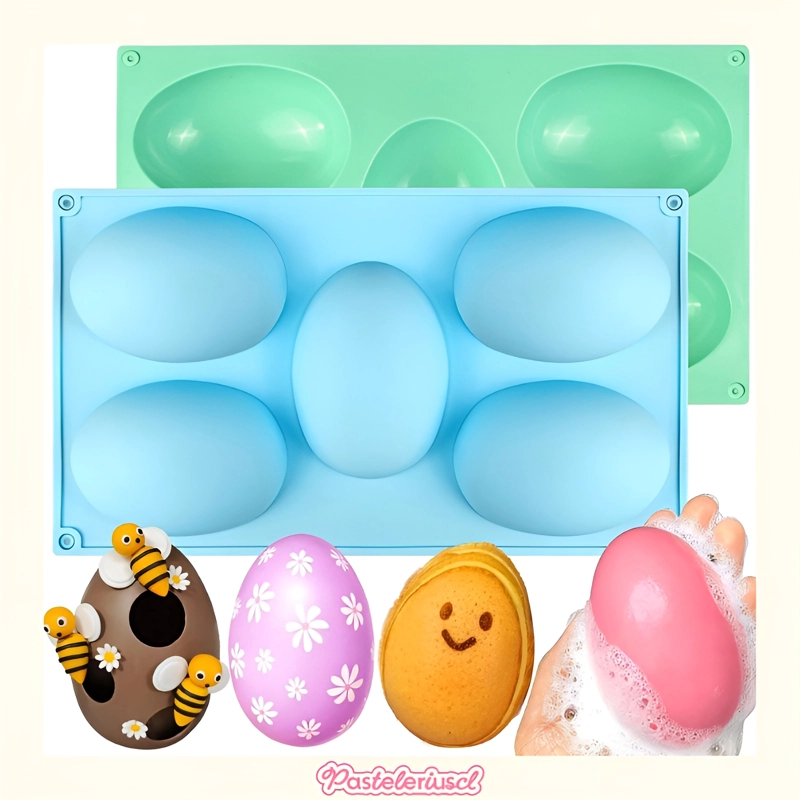 PACK X2 MOLDES CHOCOLATES PASCUA MOLDE 3D OVALADO PARA HUEVOS 5CAV - 5
