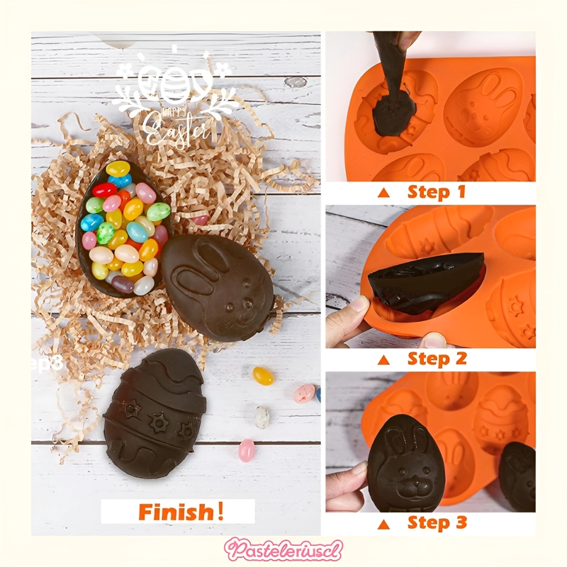 X2 MOLDES PARA REPOSTERIA 3D MOLDES SILICONA HUEVOS DE PASCUA ANTIADHERENTE - 4