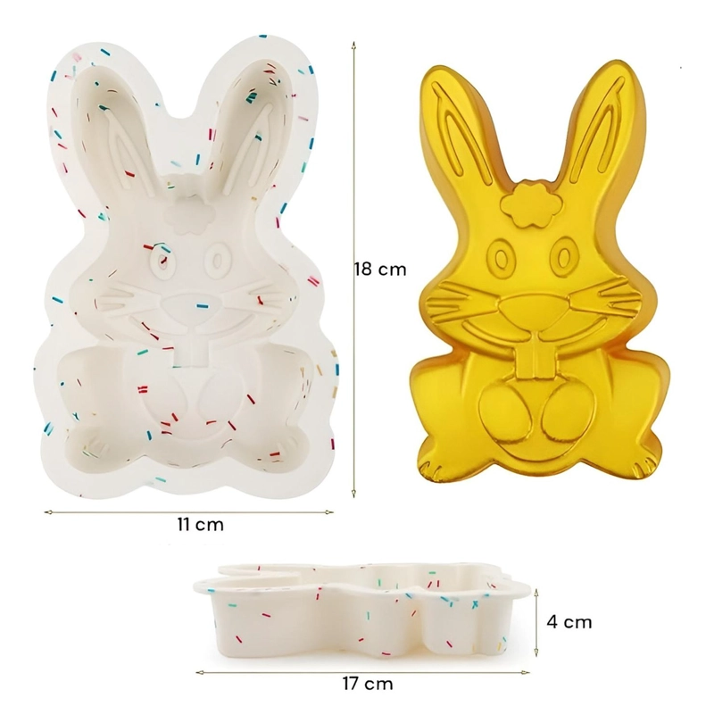SET 2 MOLDE CONEJO DE PASCUA MOLDE SILICONA MOLDE CHOCOLATE BLANCO - 3