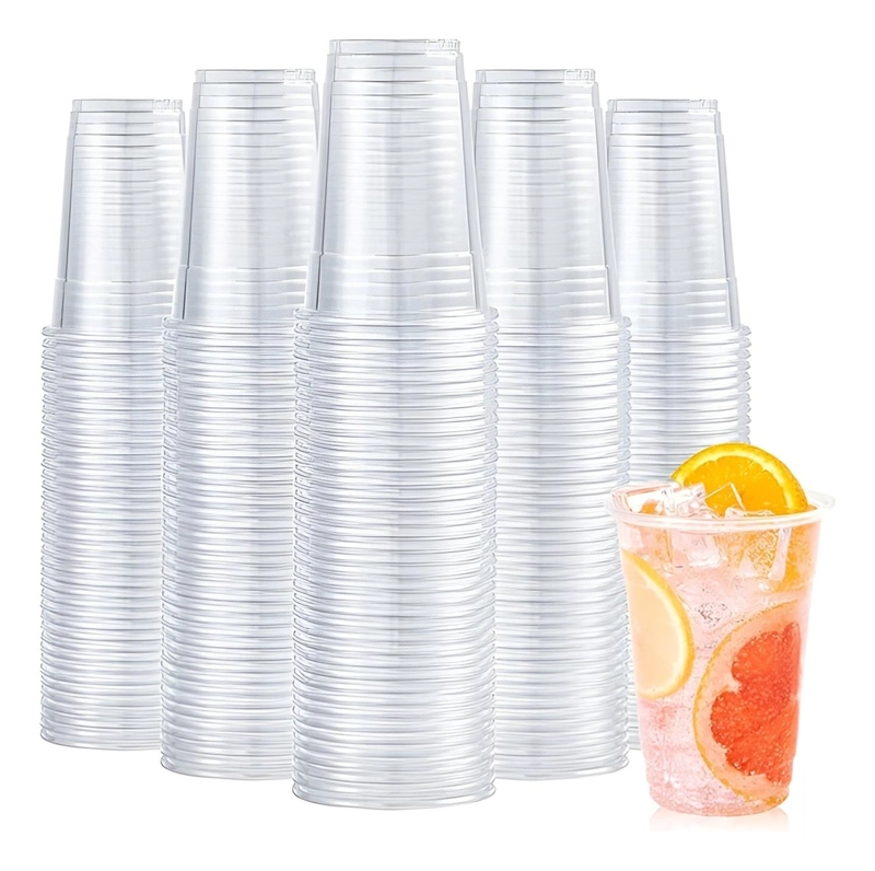 200 VASOS PLASTICOS DESECHABLES VASOS PARA BEBIDA 13OZ 400ML TRASPARENTE - 1