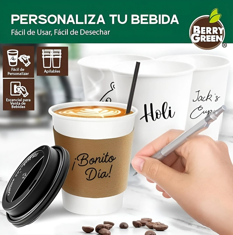 VASOS PARA CAFE VASOS POLIPAPEL C/TAPA+MANGA 10OZ/ 296ML - 7